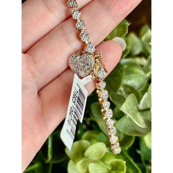 Gold Over Silver Diamond Accent Heart Bracelet (NWT) - Picture 5 of 6